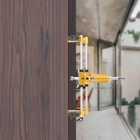 Door Lock Hole Opener Kit, Updated Lock Mortiser for Wooden Doors, Door Lock Installation Kit Mortising Machine Mortise Jig(12#/14#Open End Wrench+Ruler+Groove+ Positioning Block/Screw+ABS Box)