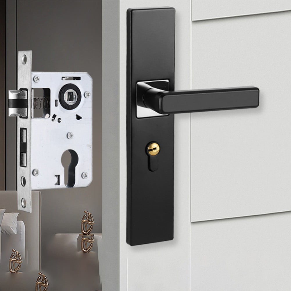 Door Lock Key for Unlock for Home Security Door Interior Aluminum Alloy Silent House Black + Silver