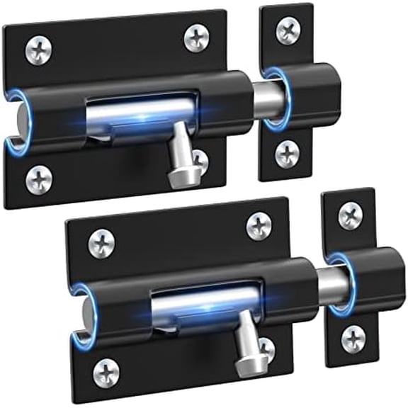 Door Lock Latch Locks Slide - 2 Pack Keyless Entry Slide Locks for Inside Outside Door, Door Barrel Bolt Door Latch Thickened Heavy Duty Steel, Easy to Install Gate, Slide Latch Lock with 12 Screws