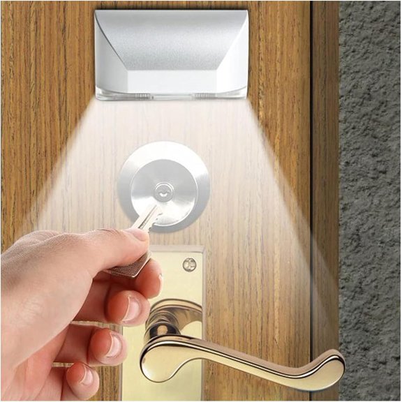 Door Lock Light Outdoor, LED Intelligent Keyhole Light, with 4 LED Lights and Motion Sensor - Battery Operated Auto, for Hallway, Stairway, Key Hole and Door Lock (Silver)