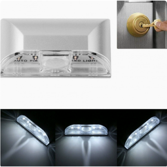 Door Lock Light, Wireless Keyhole LED Light – Infrared PIR Motion Sensor Auto On/Off, 4 X LED Bulbs, Battery Operated with Easy Peel-and-Stick Installation for Home, Door, Kitchen & More (2 White)