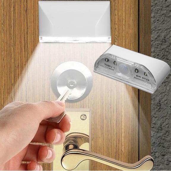 Door Lock Light, Wireless Keyhole LED Light – Infrared PIR Motion Sensor Auto On/Off, 4 X LED Bulbs, Battery Operated with Easy Peel-and-Stick Installation for Home, Door, Kitchen & More