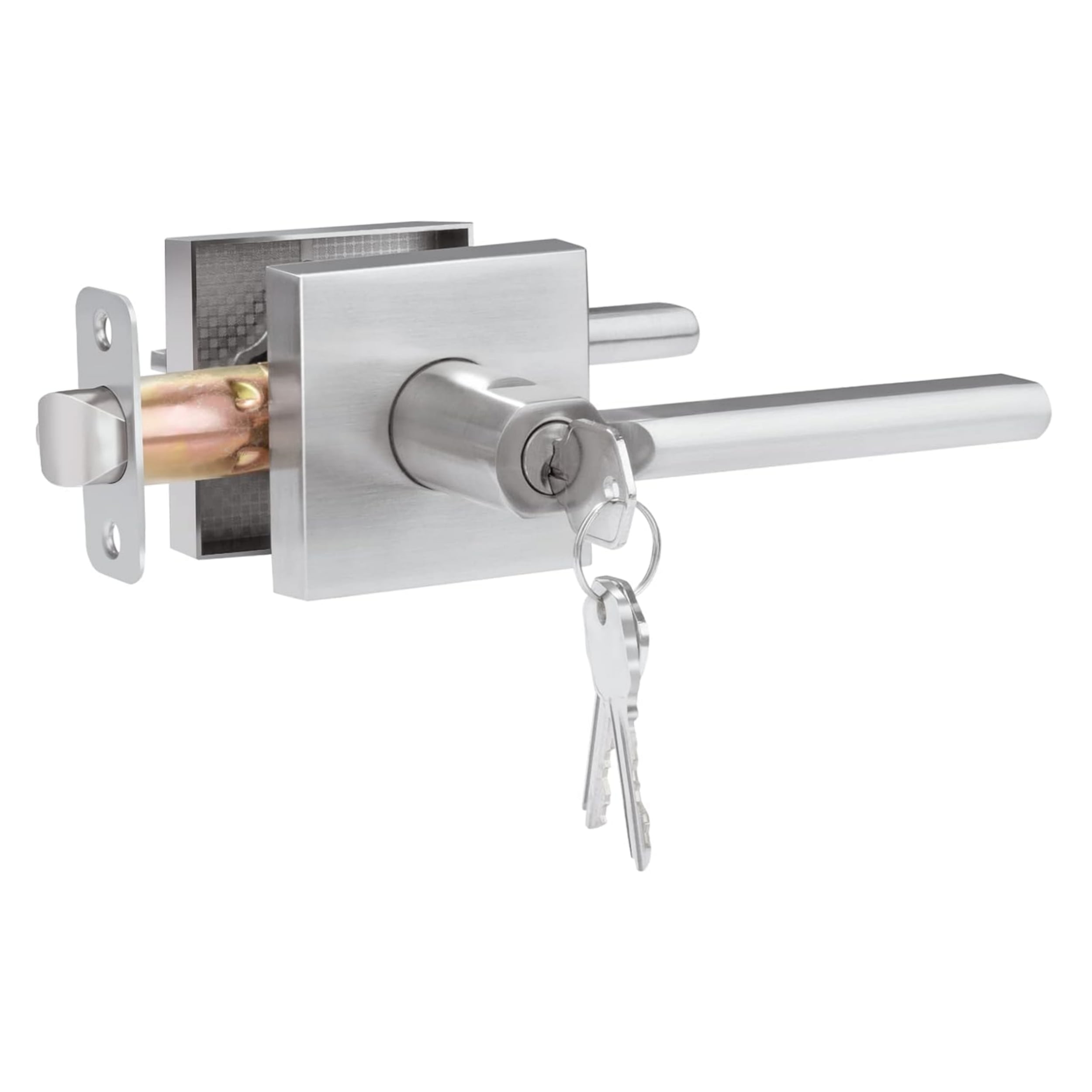 Door Lock Set with Entry Door Handle, Lock and Key, Heavy Duty Entrance Lever for Front Doors in