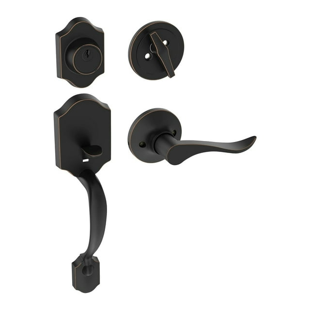 Door Lock Set with Single Cylinder Exterior and Deadbolt, Reversible