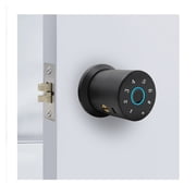 Door Lock, Smart Fingerprint Digit Round Knob Black C-level Security Key Electronic Door Lock APP To Unlock ,Easy to Install