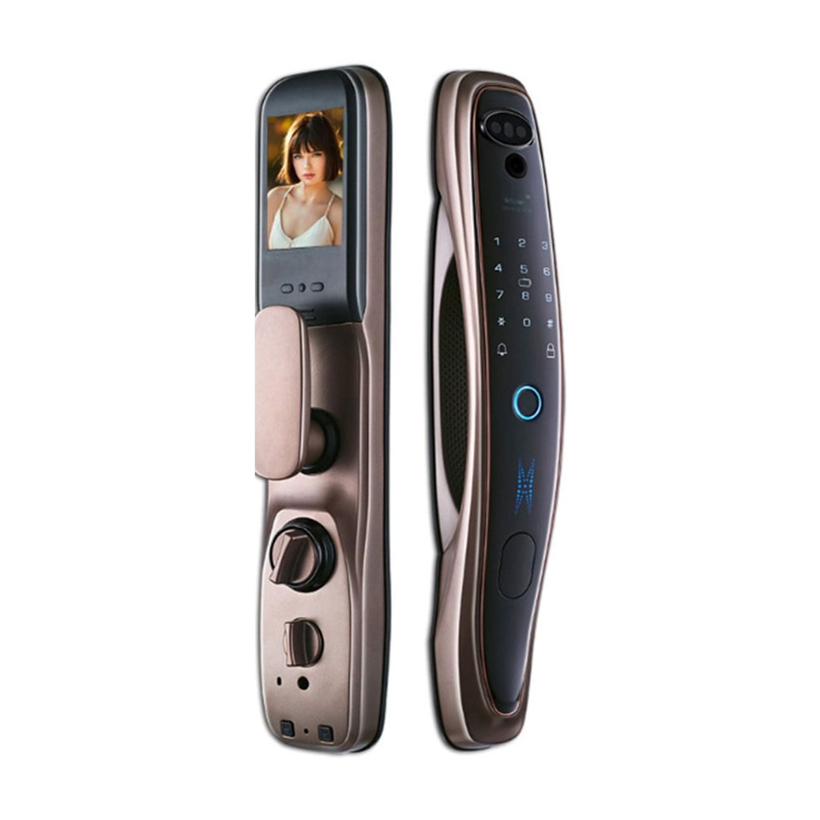 Door Lock, Tuya Smart 3D Face Door Lock Security Face Camera Monitor ...