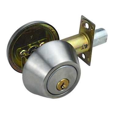 Door Lock with Keys Double Cylinder Keyed on Both Sides Stainless Steel Round Modern for Bedroom Room Outside ,