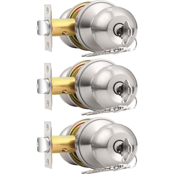 Door Locks Knobs with Same Key 8 Pack Cylindrical Keyed Entry Ball Knob Lockset, Brushed Nickel Finish, Keyed Like Locks