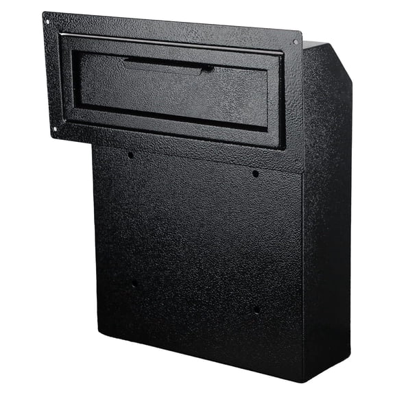 Through The Door Mail Drop Box - 1.2mm Steel Payment Dropbox - Door Mount Theft Proof Mailbox - Locking Deposit Drop Box for Night Key, Deposit, Cash, and Rent (Black) modern, secure, industrial