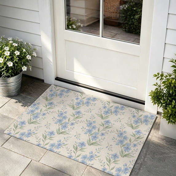 Rustic Washable Rugs Door Mat 16x24in Vintage Country Floral Absorbent Non-Slip Washable ...