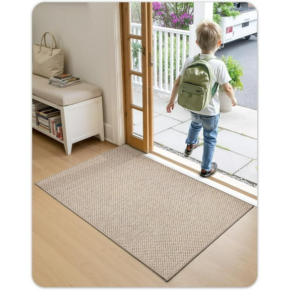 Door Mat 31.5"x19.5", Door Mat Indoor Entrance, Non Slip Rubber Backing Front Door Mat Washable Absorbent Inside Door Mat Low-Profile Doormat Entryway Mat Resist Dirt Indoor Door Mat, Khaki