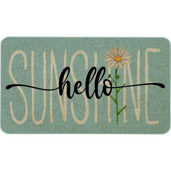 Door Mat 17x30 Inchch Hello Sunshine Daisy Doormat Indoor Outdoor Entrance Floor Rug Non Slip Spring Summer Decor Rubber Mats
