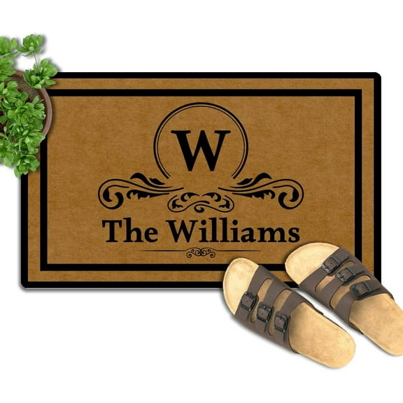 Door Mat 17x30 inch, Custom Doormat Monogram Name - Custom Personalized Floor Front Doormat Indoor Outdoor Welcome Door Mat Non Rugs for Entryway.
