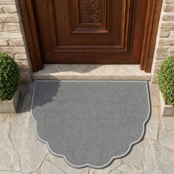 Door Mat 24" x 16", Half Circle Non Slip Washable Entry Rug, Low Profile Absorbent Doormat for Front Door, Back Door, Entryway, Kitchen – Soft Semicircle Indoor Floor Mat