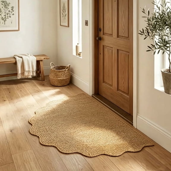 Door Mat 24" x 16", Half Circle Non Slip Washable Entry Rug, Low Profile Absorbent Doormat for Front Door, Back Door, Entryway, Kitchen – Soft Semicircle Indoor Floor Mat
