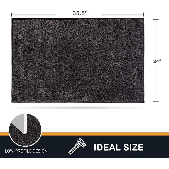 Door Mat 24 x 35.5 Charcoal Indoor Rug, Smart Savings Option, Non-Slip Absorbent Entry Mat for Mud, Wet Shoes & Pet Paws