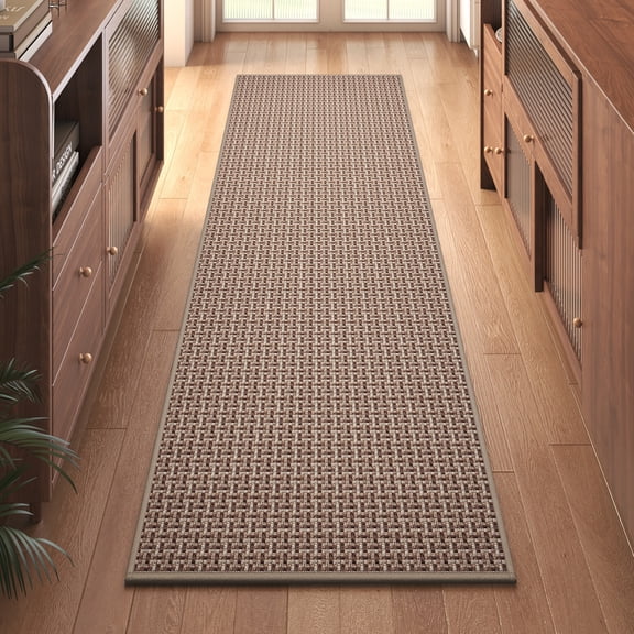 Door Mat 24"x72", Brown Dirt Resistant and Absorbent, Non-Slip Rubber Backing Floor Mats, Easy Clean Low-Profile Doormat for Entryway, Front Door, Inside Entrance