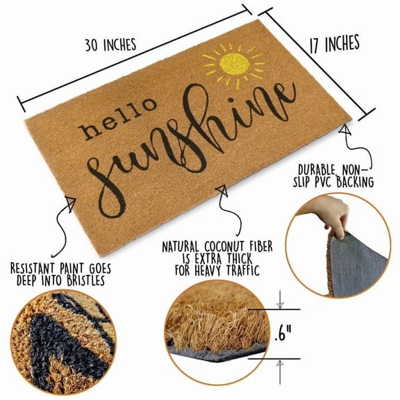 Door Mat 30x17 Inches, Rvkxad Outdoor Welcome Mat Non-Slip, Heavy Duty Coir Entrance Mat for Front Door, Durable Easy Clean Dirt Trap Floor Mat for Home Entryway
