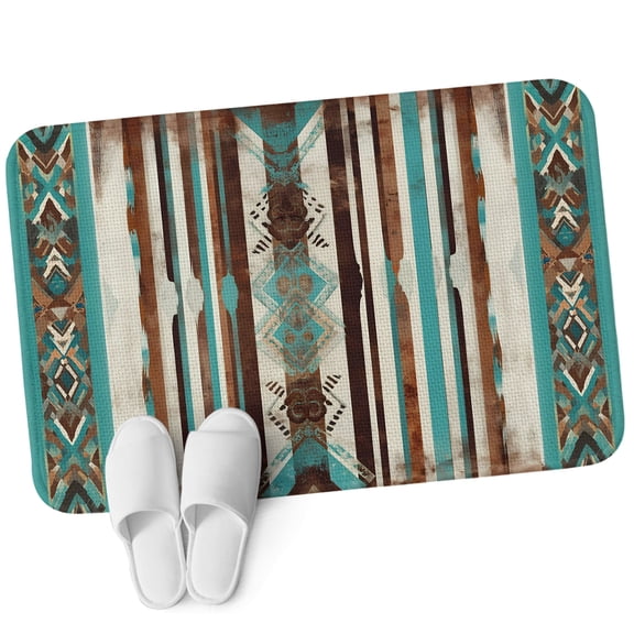 Door Mat 31.5"x47.2", Abstract Bohemia Non Slip Backing Low Profile Area Rugs for Entryway Hallway, Absorbent Soft Floor Mat Small Carpet Retro Aztec Southwestern Tribal Stripe Texture