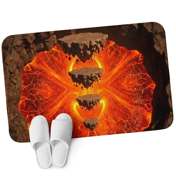 Door Mat 31.5"x47.2", Abstract Floating Rocks Non Slip Backing & Low Profile Area Rugs for Entryway Hallway, Absorbent Soft Floor Mat Small Carpet for Living Room Red Lava Modern Minimalist Artistic