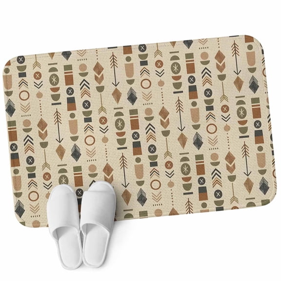 Door Mat 31.5"x47.2", Abstract Tribal Arrows Non Slip Backing & Low Profile Area Rugs for Entryway Hallway, Absorbent Soft Floor Mat Small Carpet for Living Room Boho Middle Century Sand Vertical