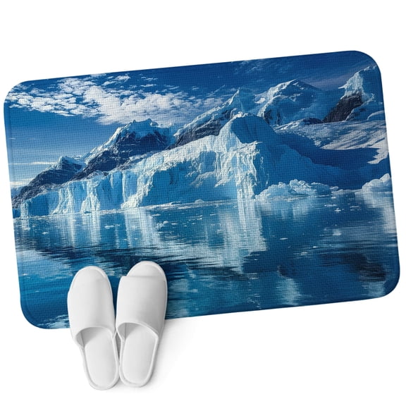 Door Mat 31.5"x47.2", Blue Mountain Non Slip Backing & Low Profile Area Rugs for Entryway Hallway, Absorbent Soft Floor Mat Small Carpet for Living Room Bedroom Modern Art Winter Mountains