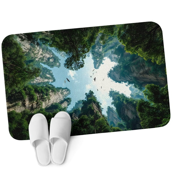 Door Mat 31.5"x47.2", Mountains Landscape Non Slip Backing & Low Profile Area Rugs for Entryway Hallway, Absorbent Soft Floor Mat Small Carpet for Living Room Bedroom Nature Sky Clouds Modern