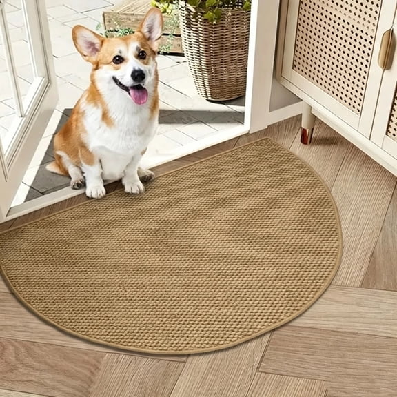 Door Mat 32" x 20", Half Circle Non Slip Washable Entry Rug, Low Profile Absorbent Doormat for Front Door, Back Door, Entryway, Kitchen – Soft Semicircle Indoor Floor Mat