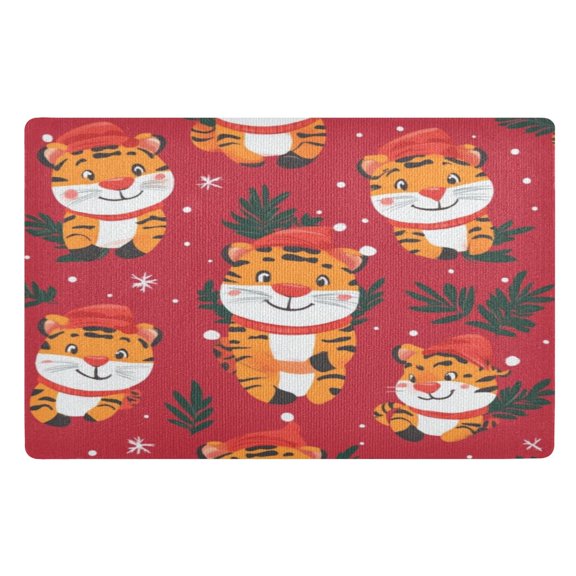 Door Mat 32x20 Inches Outdoor Doormats Bath Rugs Doormat Front Door Carpet Dust Cushion Porch Mat Living Room Mat Balcony Mat Kitchen Mat Cartoon Christmas Tiger