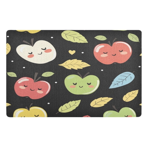Door Mat 32x20 Inches Outdoor Doormats Bath Rugs Doormat Front Door Carpet Dust Cushion Porch Mat Living Room Mat Balcony Mat Kitchen Mat Cartoon Closed Eyes Apple