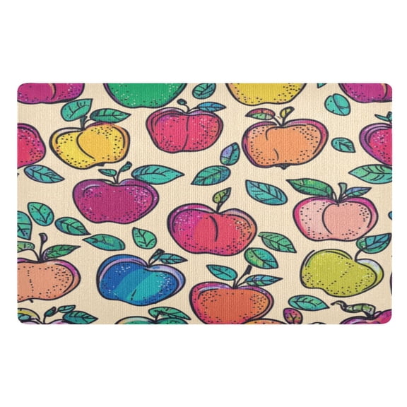 Door Mat 32x20 Inches Outdoor Doormats Bath Rugs Doormat Front Door Carpet Dust Cushion Porch Mat Living Room Mat Balcony Mat Kitchen Mat Colored Apple Seamless