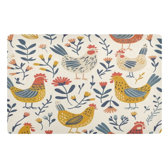 Door Mat 32x20 Inches Outdoor Doormats Bath Rugs Doormat Front Door Carpet Dust Cushion Porch Mat Living Room Mat Balcony Mat Kitchen Mat Colorful Cartoon Chicken