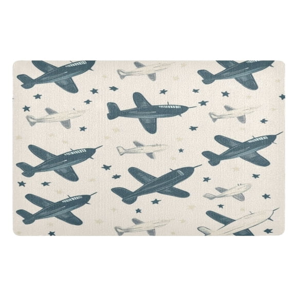 Door Mat 32x20 Inches Outdoor Doormats Bath Rugs Doormat Front Door Carpet Dust Cushion Porch Mat Living Room Mat Balcony Mat Kitchen Mat Cute Green Cartoon Plane