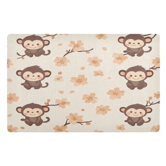 Door Mat 32x20 Inches Outdoor Doormats Bath Rugs Doormat Front Door Carpet Dust Cushion Porch Mat Living Room Mat Balcony Mat Kitchen Mat Cute Little Brown Monkey