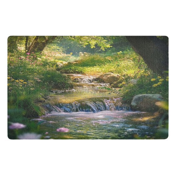 Door Mat 32x20 Inches Outdoor Doormats Bath Rugs Doormat Front Door Carpet Dust Cushion Porch Mat Living Room Mat Balcony Mat Kitchen Mat Green Stream