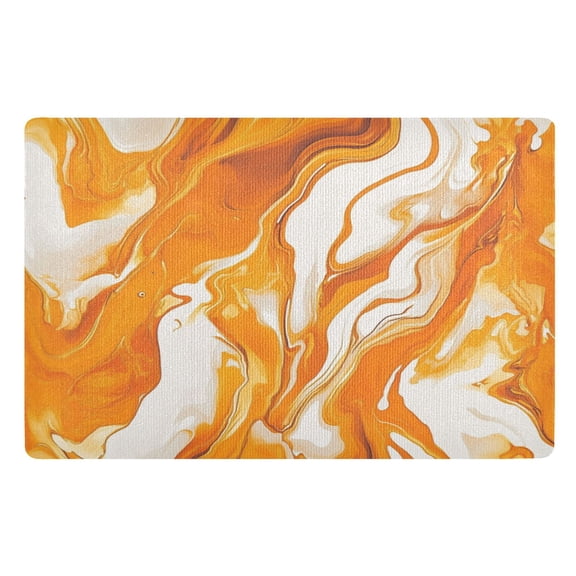 Door Mat 32x20 Inches Outdoor Doormats Bath Rugs Doormat Front Door Carpet Dust Cushion Porch Mat Living Room Mat Balcony Mat Kitchen Mat Pretty Orange Marble