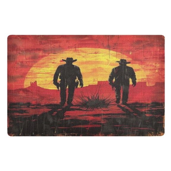 Door Mat 32x20 Inches Outdoor Doormats Bath Rugs Doormat Front Door Carpet Dust Cushion Porch Mat Living Room Mat Balcony Mat Kitchen Mat Red Western Cowboy