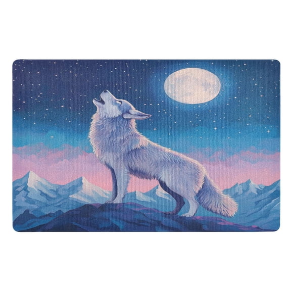 Door Mat 32x20 Inches Outdoor Doormats Bath Rugs Doormat Front Door Carpet Dust Cushion Porch Mat Living Room Mat Balcony Mat Kitchen Mat Wolf in The Moonlight