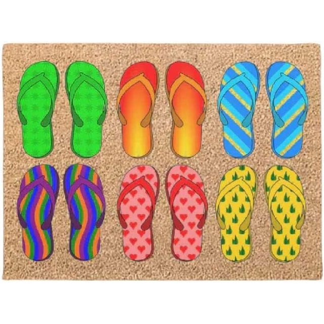 Door Mat Beach Flip Flops Non Slip Mats Funny Doormat Decor for
