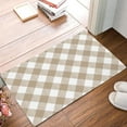 Door Mat for Bedroom Decor Khaki Grid Floor Mats Holiday Rugs for
