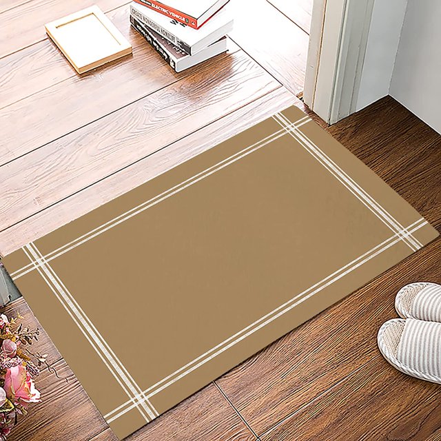 Door Mat for Bedroom Decor, Khaki Solid Color Floor Mats, Holiday Rugs