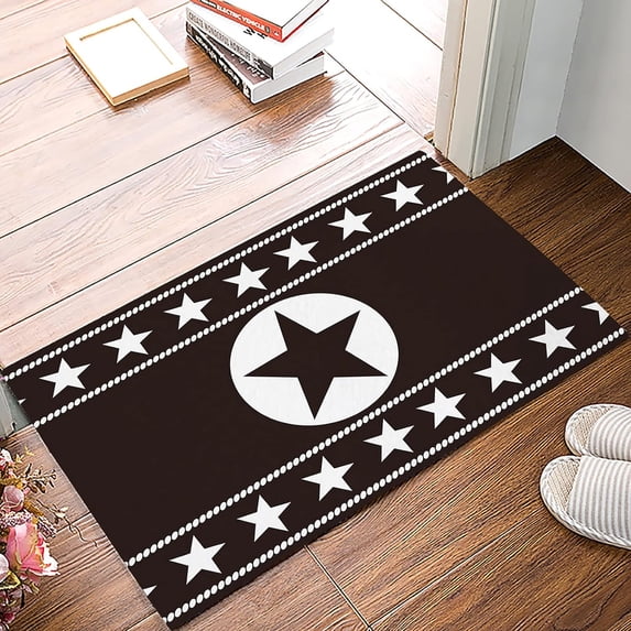 Door Mat Black Retro Texas West Star Simplicity Non-Slip Entryway Rug,Washable Doormats Inside Floor Mat for Entryway Bathroom Bedroom,36x24 in
