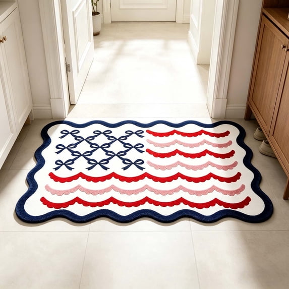 Door Mat Clearance 4th of July Door Mat Red White Blue Star and Block Welcome Mats for Independence Day Home Porch Garage Farmhouse Decor