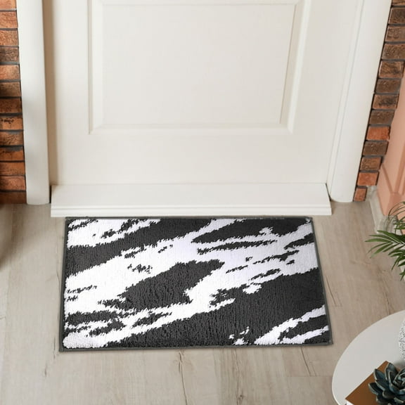 Door Mat Cozival Luxurious Fiber Lock Carpet, Non-Slip Backing Soft Polyester Doormat with Stylish Pattern for Entrance Hall, Bedroom, Living Room, Kitchen, Or Bathroom Flooring, Dark Gray