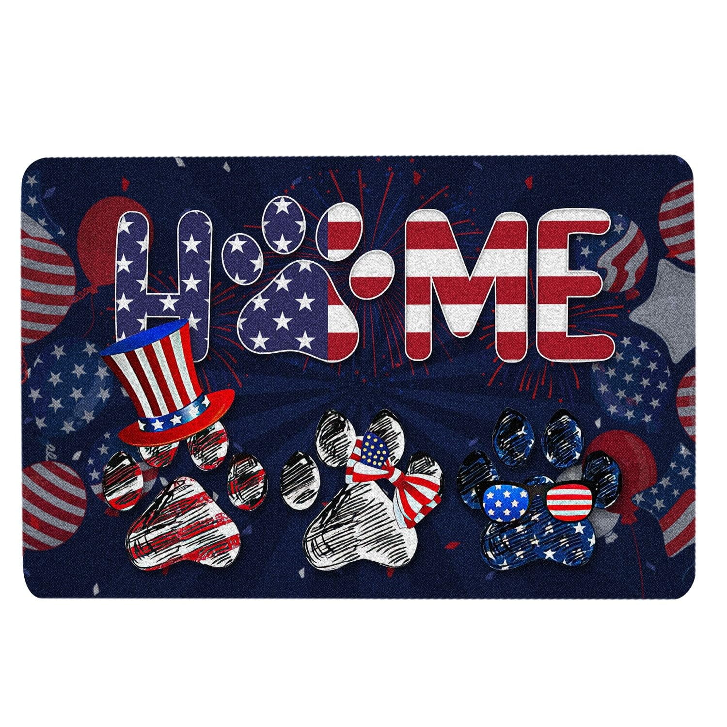 Door Mat Dog God Bless America Home Patriotic July 4th Independence Day ...