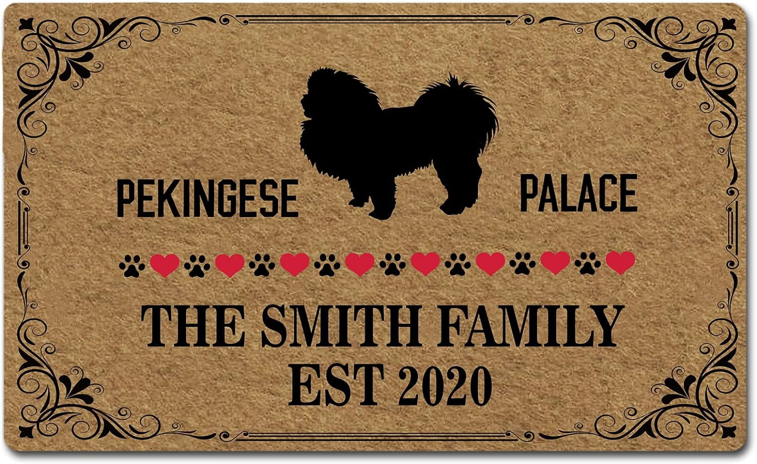 Door Mat Dog Silhouette Pekingese Palace Doormat Outdoor Entrance Door