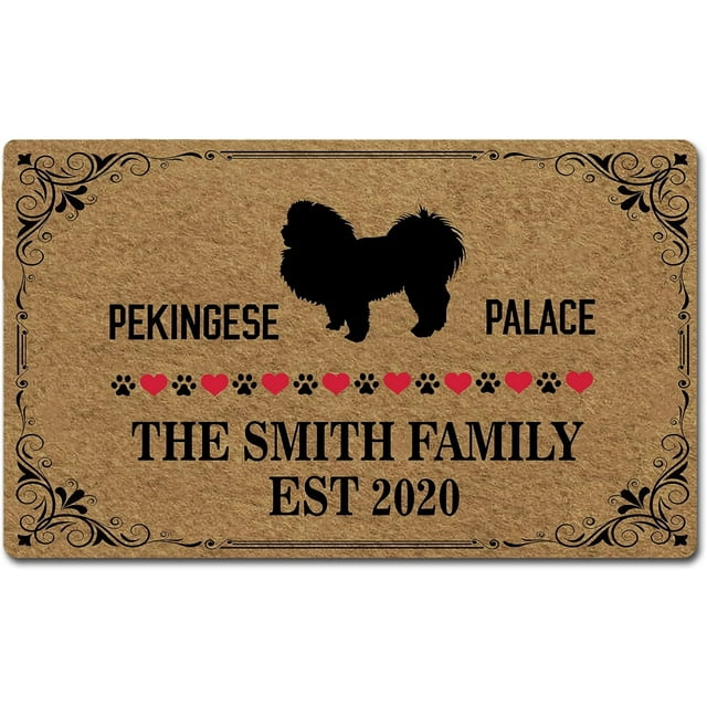 Door Mat Dog Silhouette Pekingese Palace Doormat Outdoor Entrance Door