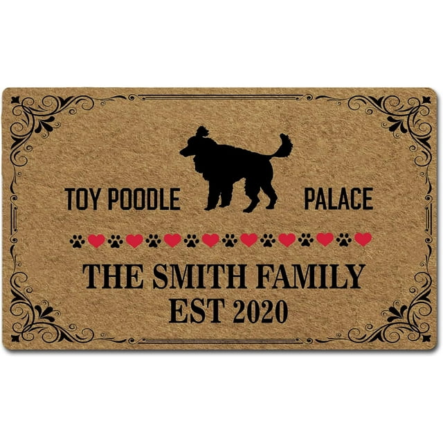 Door Mat Dog Silhouette Toy Poodle Palace Doormat Outdoor Entrance Door