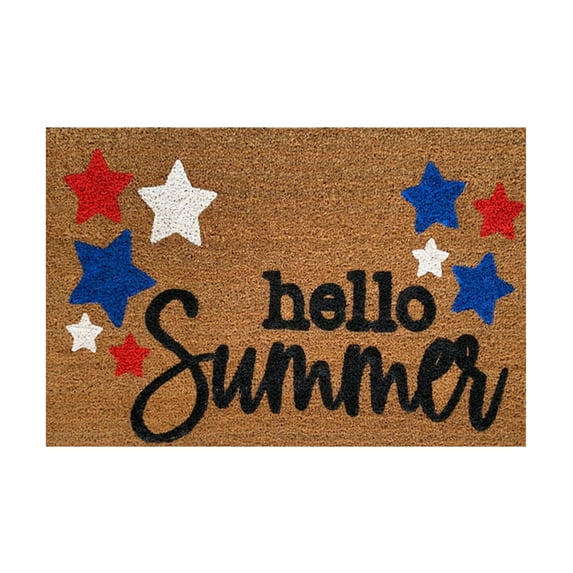 Door Mat Durable Doormats 4th of July Patriotic Door Mat for Indoor Outdoor Decorative Doormat Memorial Day Independence Day USA Stars Floor Rug Mat Warehouse Funny Cute Doormats 'Hello, Summer'16x24