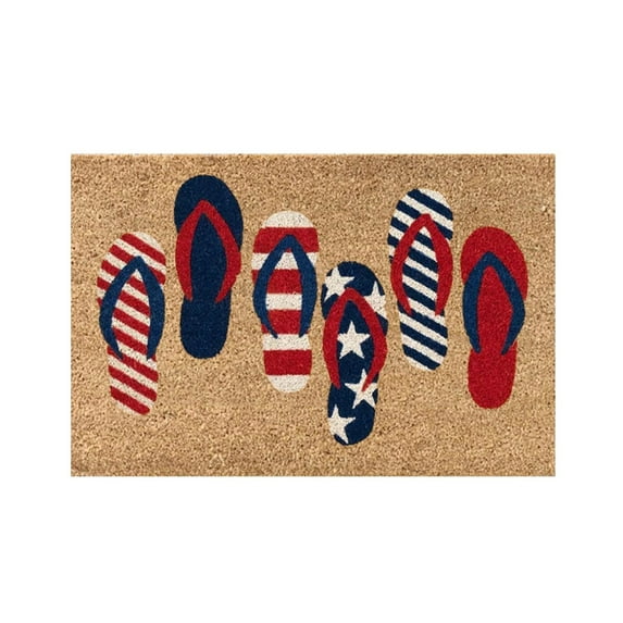 Door Mat Durable Heavy Duty Door Mat dependence Day Welcome Doormat 4th of July Coir Doormat with Non Slip Backg July Fourth USA Slippers Prt Mat Easy to Clean Entry Mat for Front Porch 16x24